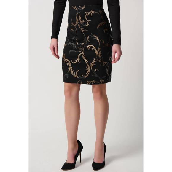 Joseph Ribkoff Women's Bouclé Pencil Skirt With Gold Buttons 261301 Col 34